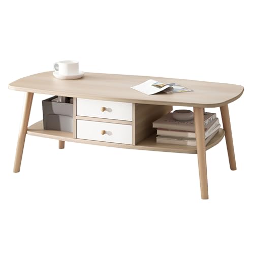 Table basse assemblage facile JATIBOSH, table rectangulaire anti-désordre à rangement dissimulé