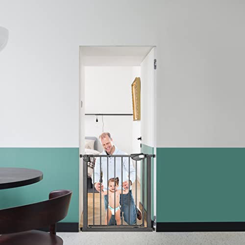 JOIEYOU Treppenschutzgitter ohne Bohren, 75-85 cm Türschutzgitter Treppengitter für Kinder und Haustiere, Einhändiges Öffnen, Schwarz