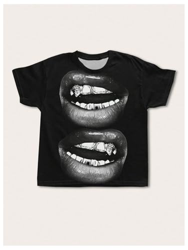 WDIRARA Girl's Lip Graphic T Shirt Short Sleeve Crew Neck Tee Shirt Y2k Top4