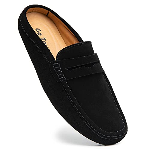 Go Tour Mens Handmade Suede Leather Mules Clog Slippers Breathable Leather Slip on Shoes Casual Loafers4