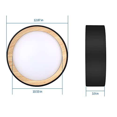 Image of DAKASON 12.5Inch Black LED Flush Mount Ceiling Light, 25W 1500LM 3CCT