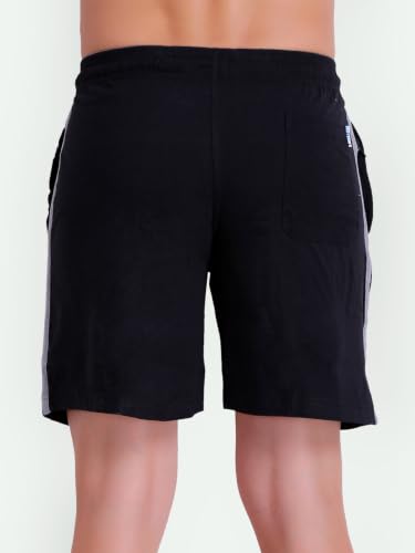 Image of T.T. Cotton Blend Shorts for Men | Regular Fit | Elasticated & Zipper | 2 Sided Pockets & 1 Back Pocket | Solid | Above Knee Length Bermuda Short | Ideal for Casual Outings