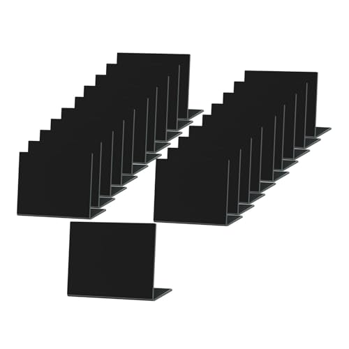 Fenteer 20 Pieces Acrylic Chalkboard Signs Place Cards Blank Elegant Multifunctional Decorative Tabletop L Shaped for Weddings Buffet, Black