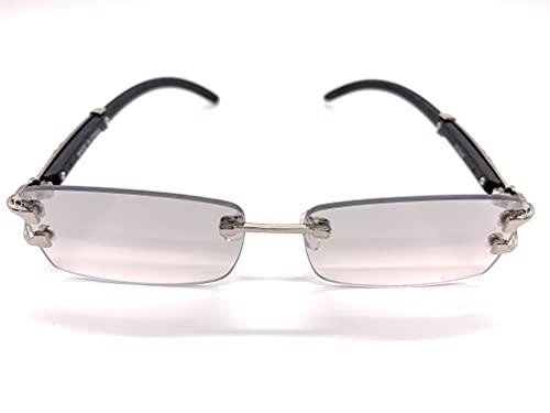 Executive Rimless Silver Black frame Eyeglasses / Sunglasses