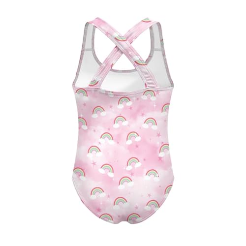 Image of Xpyiqun Swimsuit for Girls One Piece Bathing Suits Size 5-14 Sleeveless Swimwear Cross Shoulder Strap Swimming Wear