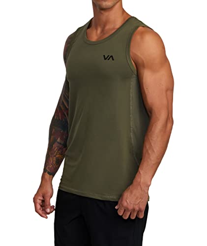 RVCA Men's Sport Vent Tank Top T-Shirt, Olive, Medium