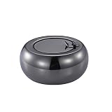 GLFYHG Cendrier Coupe-Vent en Acier Inoxydable en Forme de Tambour avec cendrier sans fumée avec Couvercle 3 Types de cendrier européen en Acier pour cendrier (Color : Black Small)