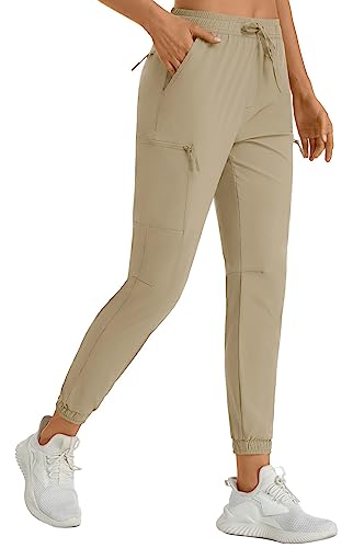 TACVASEN Hiking Pants for Women Water Resistant Performance Cargo Pockets Pant, Khaki, XL