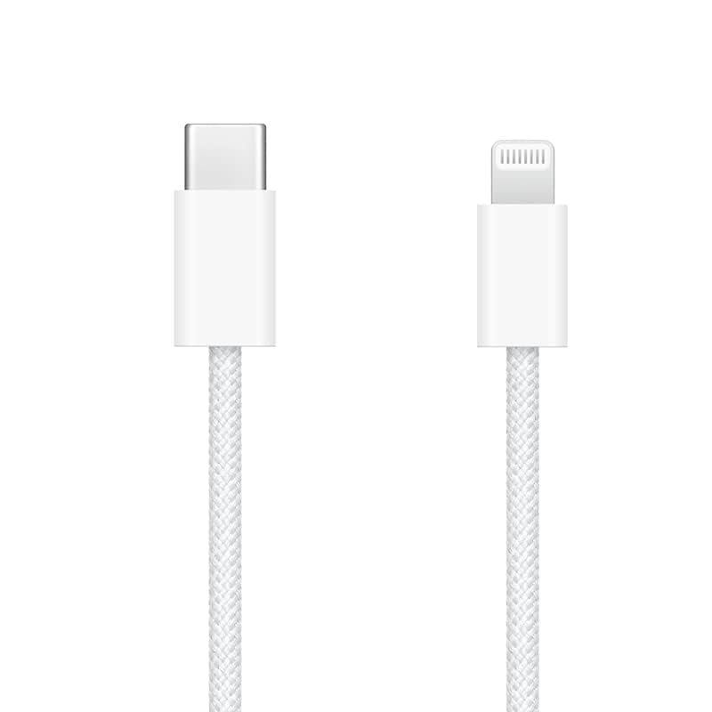Image of Braided 27W USB-C to Compatible with Lightning Fast Charging Cable Compatible for iPhone 14, 13, 12,11, X, 8, 7, 6, 5, iPad Air, Pro, Mini, iPad White Color