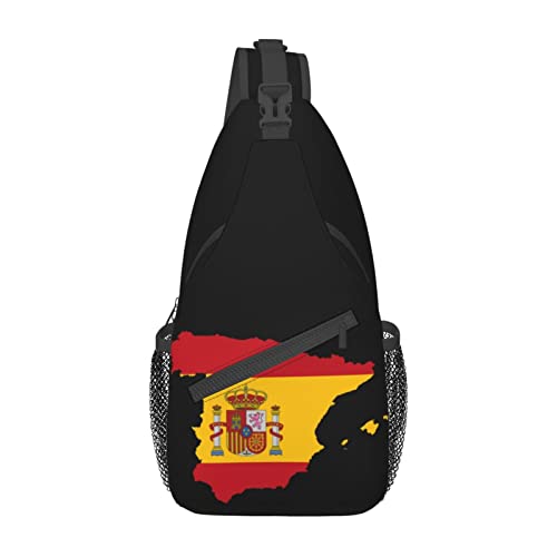 Mochila Bandolera Spain Flag Map Unisex Negra miniatura 2