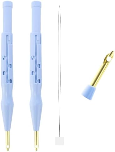 2 Pack Adjustable Embroidery Punch Needle Pen Tool, Felting Threader Needle for Embroidery Rug DIY Handmade Art Crafts Stitching Applique Embellishment