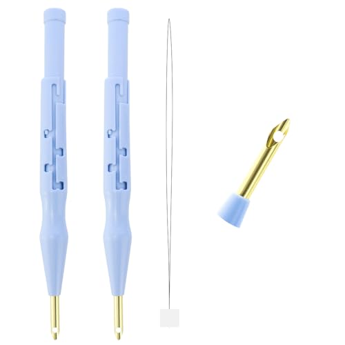 2 Pack Adjustable Embroidery Punch Needle Pen Tool, Felting Threader Needle for Embroidery Rug DIY...