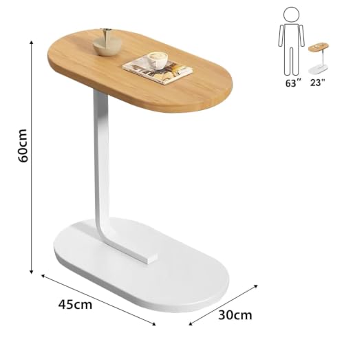 Image of Side Table Stands Couch Side, Swivel TV Tray Table, C-Shaped End Table, Small Center Table for Home Office for Bedroom, Living Room | Closet with Home, Kitchen, Office (Oval Table-YZ)