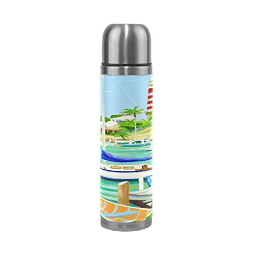 Botes pintura de arte de acero inoxidable botella de agua con aislamiento al vacío Termo 500 ml viaje deporte té café…