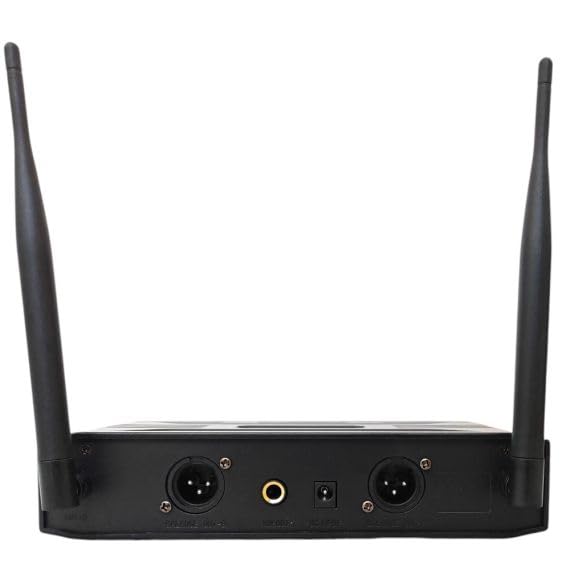Microfoni dinamici professionali UHF wireless a doppio canale con base ricevente - Nero