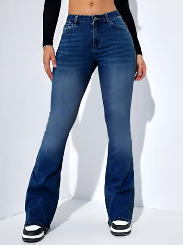 Image of Ben Martin Women's High Waist Jeans || Flared Bell Bottom Bootcut Pants || Wide Leg Stretch Denim - Perfect for Travel, Party & Everyday Use - Sizes 26-40 (1)