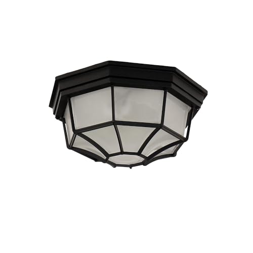 Deckenleuchte Glas Aluminium Schwarz IP44 Garten Terrasse B:27 cm E27 blendarm Rustikal Maritime Outdoor Deckenlampe Balkon MILANO