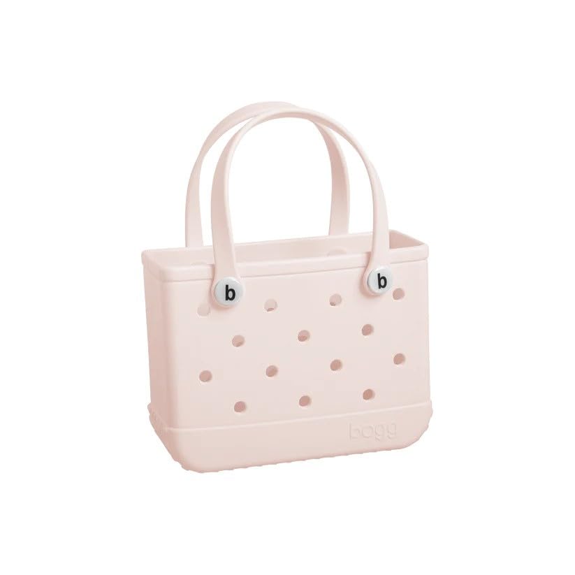 Image of BOGG BAG Bitty Small Tote - 11 inch x 8.5 inch x 4.5 inch - Durable, Washable, Tip-proof - Beach, Pool, Boat, Work, Sports (Petal Pink with White Buttons)