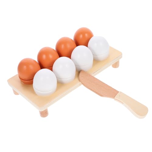 TOYANDONA 1set Giocattoli Da Cucina Legno Con Uova Da Tagliare Giocattolo Educativo Per Ragazzo Ragazza Sicuro e Resistente Per Gioco Di Ruolo Cucina Divertimento Creativo Per Ragazzi e
