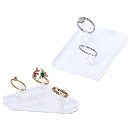 AHANDMAKER 2 Styles Acrylic Ring Display Holder Clear Ring Showcase