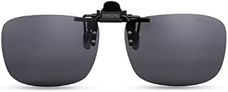 JESSIEDANTON Polarized Clip-on Flip Up Metal Clip Rimless Sunglasses, Lightweight, XL Size, Black