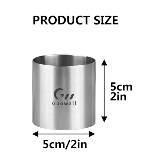 Guowall Cake Ring Mold 8 pcs Mini Mousse Mould Seamless Stainless Steel Cake Cutter Small Size Round Food Pastry Shaping for Baking - 2 inch
