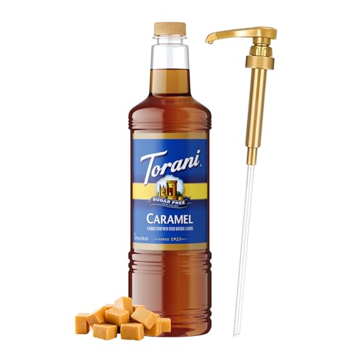 Image of Torani Sugar Free Caramel Syrup 1L Bottle with Pump - Zero Calorie