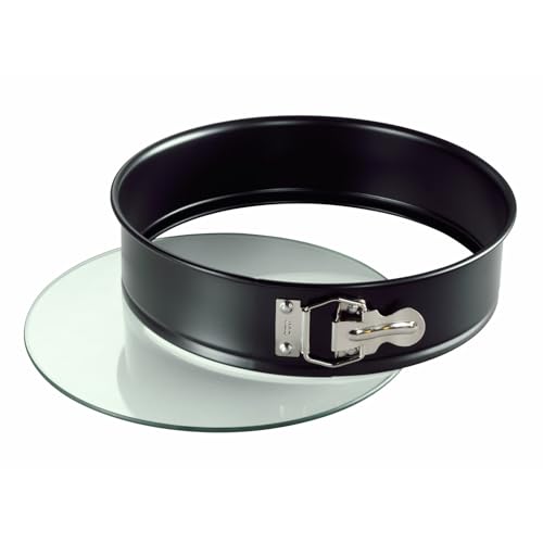 Original Kaiser Inspiration Springform mit Glasboden 28 cm rund, Backform mit Hebeboden, auslaufsichere Kuchenform, antihaftbeschichtet, schnittfest, servierfertig, Schwarz