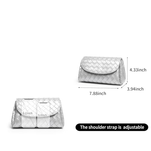 Image of Woven Clutch Purse for Women 2025 Trendy PU Leather Braided Cute Hobo Lightweight Mini Shoulder Crossbody Puse