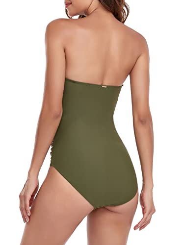 Image of RELLECIGA Women's Twist Front Shirred One Piece Swimsuit