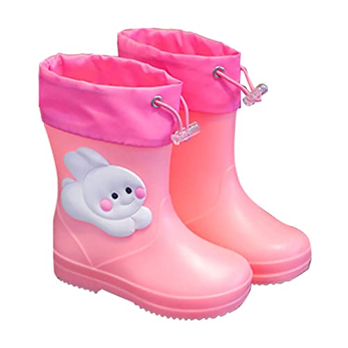 Toddler Girls Cute Bunny Rain Boots Rubber Sole Waterproof Lightweight Unisex Child Cartoon Mud Proof Rainboots