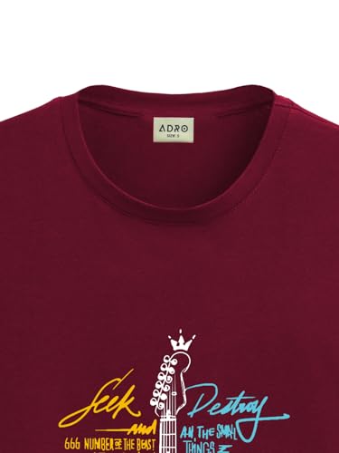 Image of ADRO Guitar Design Printed T-Shirt for Men - 100% Cotton, Regular Fit, Soft Breathable Fabric.