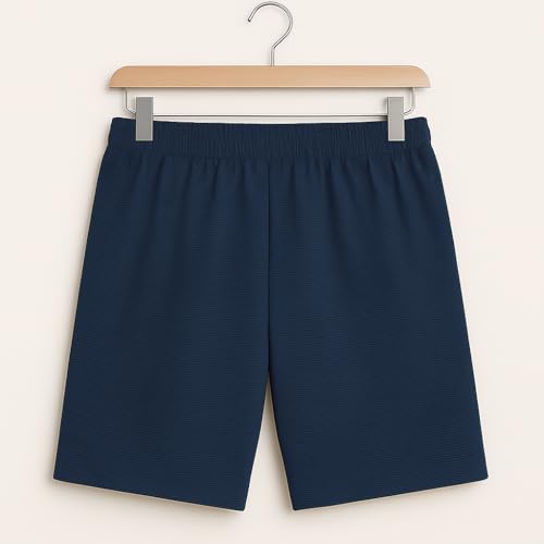 Image of Vogaan Men's Casual Slim Fit Shorts | Stylish Knee-Length Shorts with Elastic Waist | Summer Wear Short with Side Pockets for Gym Travel & Outdoor