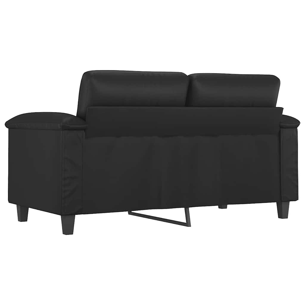 Divano a 2 posti, in ecopelle, nero, con struttura in metallo, larghezza della seduta: 120 cm, moderno, salvaspazio, comodo e facile da pulire, per camera degli ospiti e soggiorno