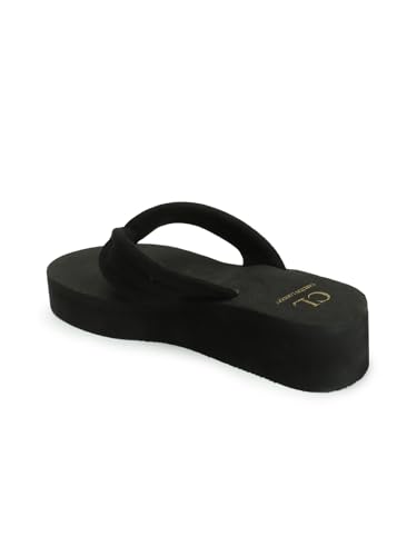 Image of Carlton London women's Solid Thong Strap Stylish Platform Sandal