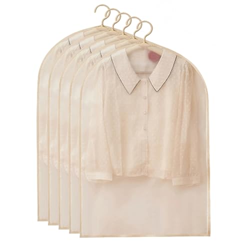 5 Pack Garment Bags for Hanging Clothes, Clothes Cover for Travel Covers for Coats, Jackets, Shirts, Dresses, Sweater Coat Storage(90x60cm/35x24in)