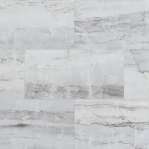 Allure 12' x 24' x 6.5mm, 12mil Luxury Vinyl Tile Flooring, Europa Brulee Marble Look, Embossed, Waterproof, 1 Box, 12 Tiles/Box, 23.82 sqft/Box