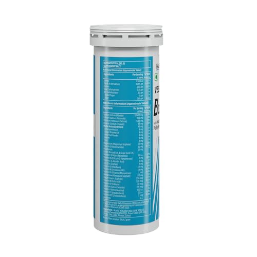 Image of Health Aid Veg B Complex - 30 Effervescent Tablets | Multivitamin, Minerals, Herbal Blend, Polyphenols & Electrolytes
