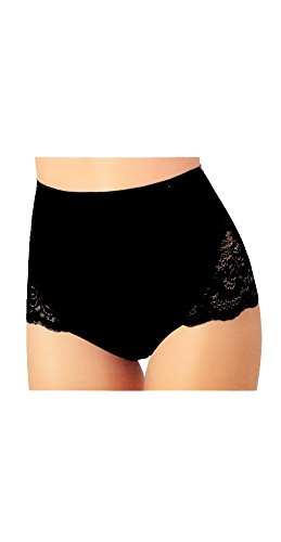 Vita Alta JADEA - CULOTTA Pizzo Art. 07 - Confezione da 6 Pezzi - Disponibile nei Colori Bianco e Nero - Nero 8