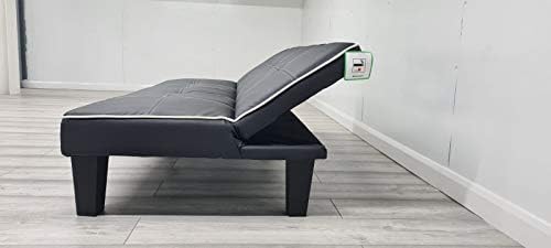Modernique Black Faux Leather 3 Seater Sofa Bed 3 Positioned BED, SOFA, RECLINER Back Rest Sofa with Click Clack Mechanism, Guest Bed, Game Chair, Spare Room Sofa bed