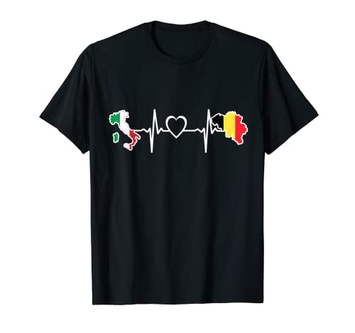 Drapeau Belgique Italie Belgique Battement de cœur italien T-Shirt
