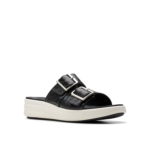 Clarks Womens's Drift Buckle Slide Sandal, Black Woven, 11 Medium US - image 9