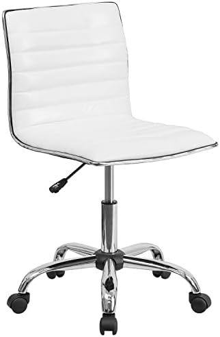 Flash Furniture Alan Low Back Designer Armless White Ribbed Swivel Task Office Chair