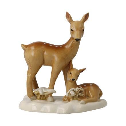 Goebel 66-704-47-1 Figurine Deer in Snow Winter Forest Stoneware Height 14 cm, Multicolor, 14cm - Image 2