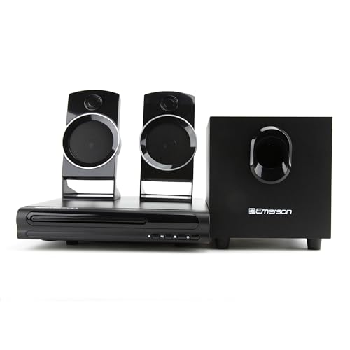 Emerson ED-8050 Lecteur DVD Home Cinéma 2.1 canaux et système de son surround avec caisson de basses, sortie HDMI, lecture USB et deux haut-parleurs – Idéal pour...