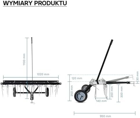 Wiltec Wertykulator 100 cm do kosiarek z siedziskiem, napowietrzacz trawnika ze stalowymi sprężynami do traktora, wertykulator do napowietrzania trawnika i jako środek do usuwania mchu
