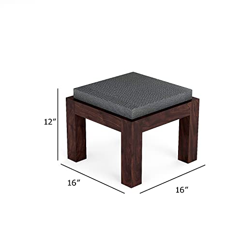 Image of Douceur Furnitures Solid Sheesham Wood Coffee Table with 4 Stools for Living Room | Wooden Centre Table for Home, Guest Room, Office, Hotel & Cafe | Space Saving Coffee Table | Walnut Finish