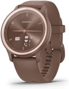 Garmin VIVOMOVE SPORT Koperta w kolorze Cocoa z detalami w kolorze Peach Gold i silikonowym paskiem