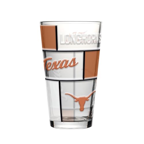 Image of Logo Brands NCAA oz Stained Glass Pint Glass - 3D Embossed Logo & Bold Team Colors - Durable Sports Fan Beer Glass for Home, Bar & Tailgates