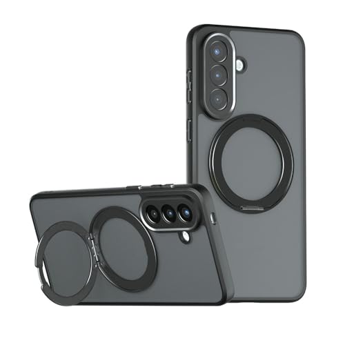 Image of Compatible with Samsung Galaxy A24 4G Case Cover,Compatible with Samsung Galaxy A24 4G Built-in 360Rotating Magnetic Mount Matte Translucent Phone Protective Case Black